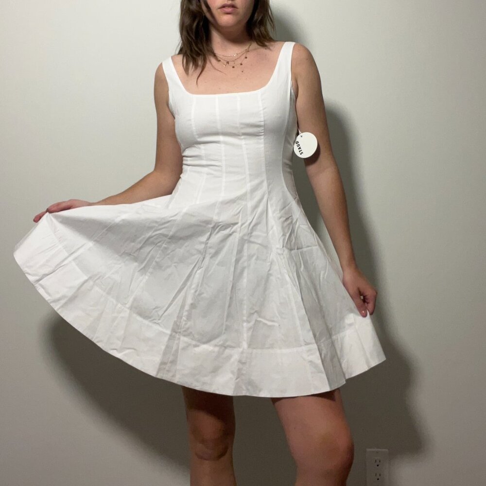STAUD White Fit & Flare Dress – Brand New with Tags